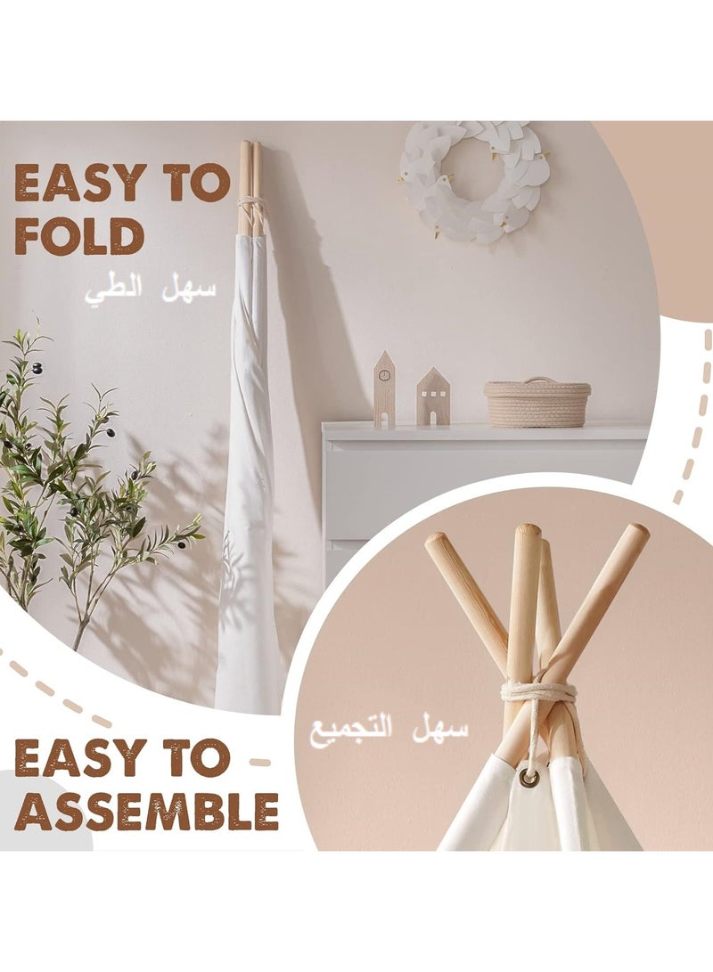 XICEN Kids Teepee Tent, Cotton Play Tent with Padded Mat and Star Lights, Kids Play Tent with 1 Windows, Quality Teepee Tent for Girls and Boys, 160cm*120cm - Image 3